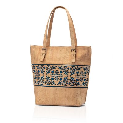 Shopper bag in cork with tiles design