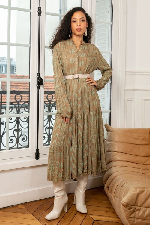 Robe longue LUREX avec motif symétrique,coupe évasée
