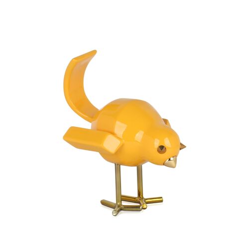 ADM - Scultura in resina 'Uccellino' -  Colore Giallo - 22 x 20 x 16 cm