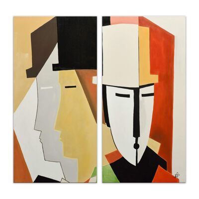 ADM - Cuadro 'Rostros abstractos' - Multicolor - 100 x 100 x 3,5 cm