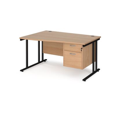 Scrivania Maestro 25 sinistra con piedistallo a 2 cassetti e struttura a sbalzo