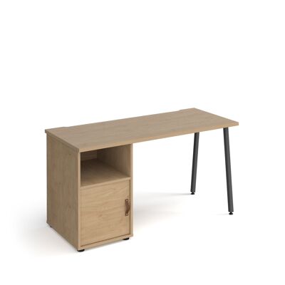 Bureau droit Sparta avec pied en A et socle de support avec porte de placard
