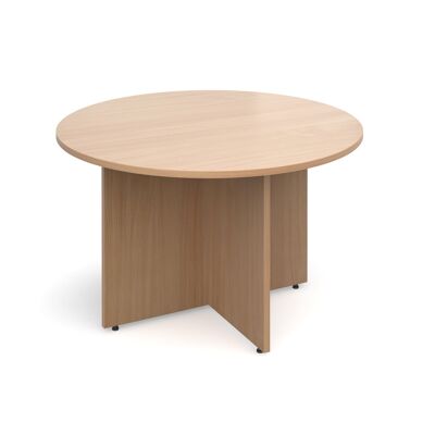 Mesa de reuniones circular con patas con punta de flecha