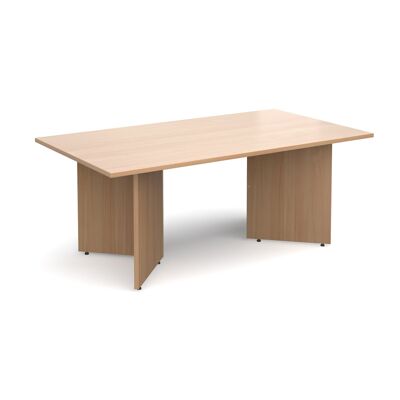 Mesa de sala de juntas rectangular con patas en forma de punta de flecha