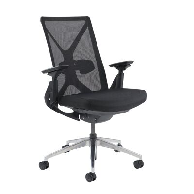 Silla de operador Paxton con respaldo de malla y estructura negra - Malla negra