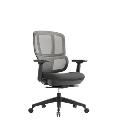 Silla de operador Shelby con respaldo de malla negra y asiento de tela negra