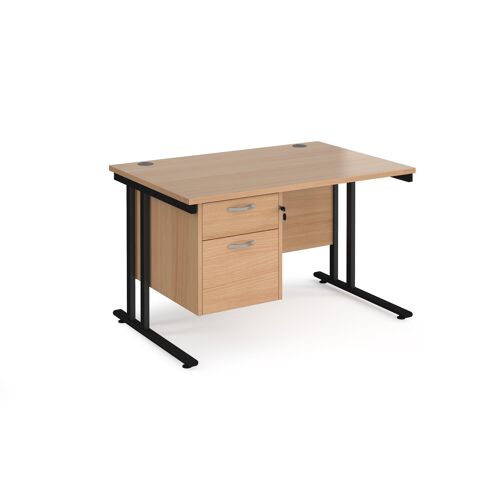 Maestro 25 straight desk with 2 Drawer pedestal and cantilever leg frame