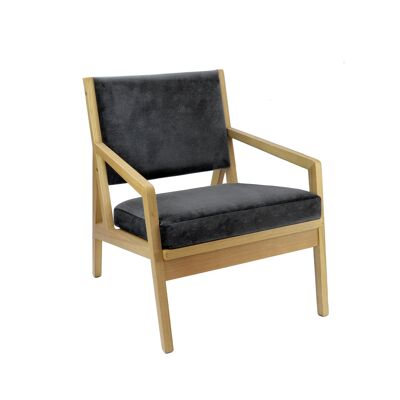Divano monoposto Hanna con struttura in legno - tessuto grigio