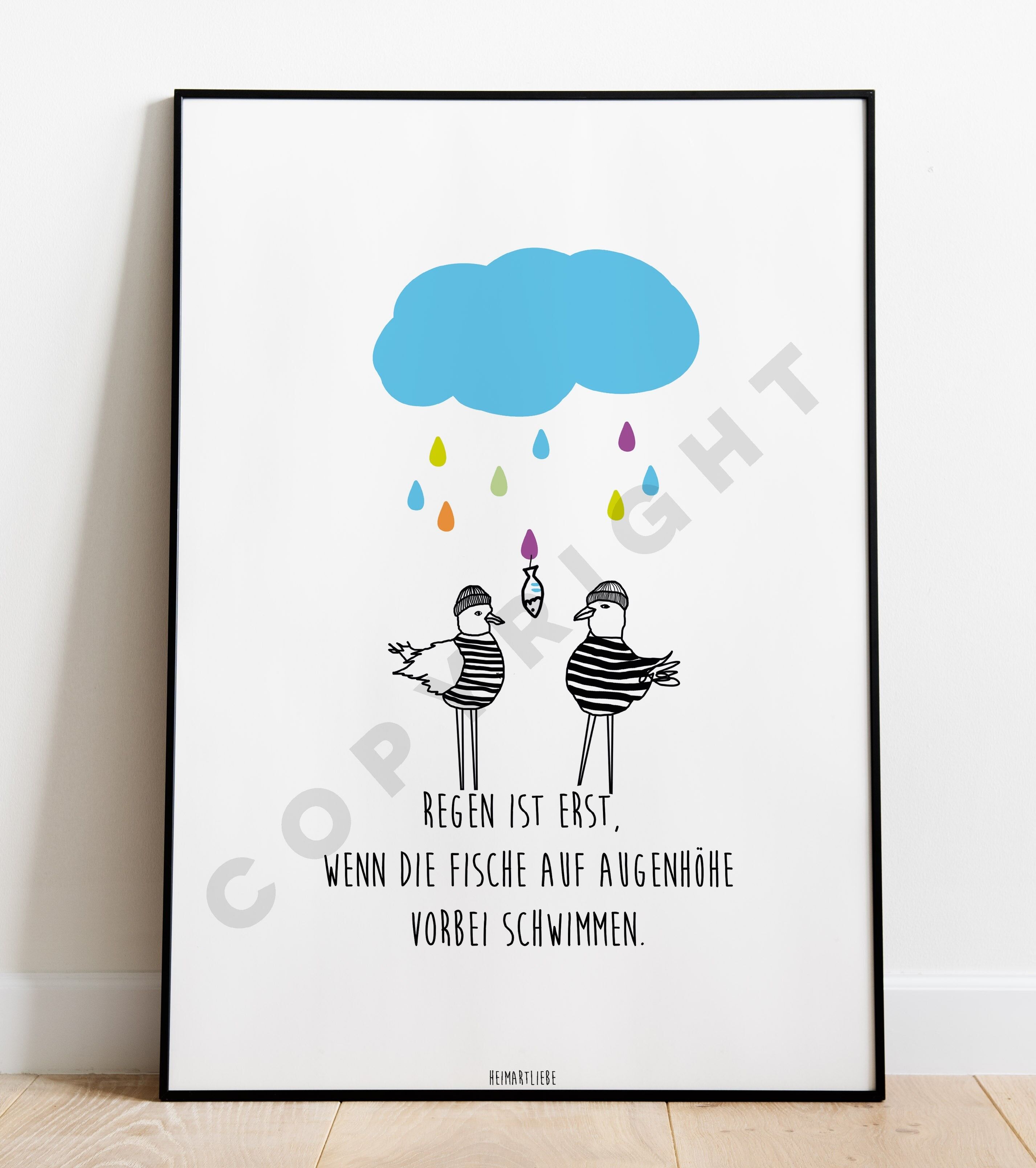 STAMPA - LA PIOGGIA C'È SOLO QUANDO I PESCI SONO ALL'ALTEZZA DEGLI OCCHI... (Gabbiani)