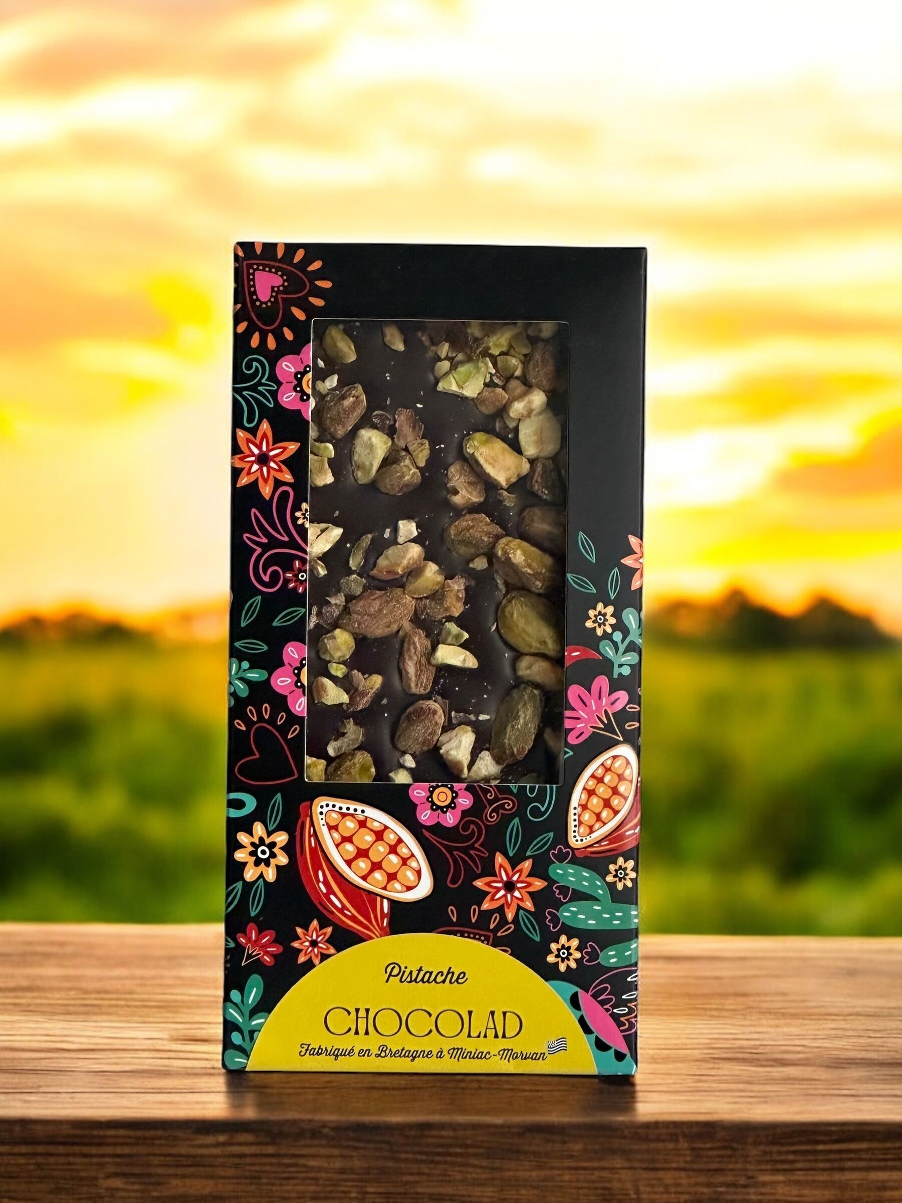 Barra de Chocolate Negro 66% - Pistacho