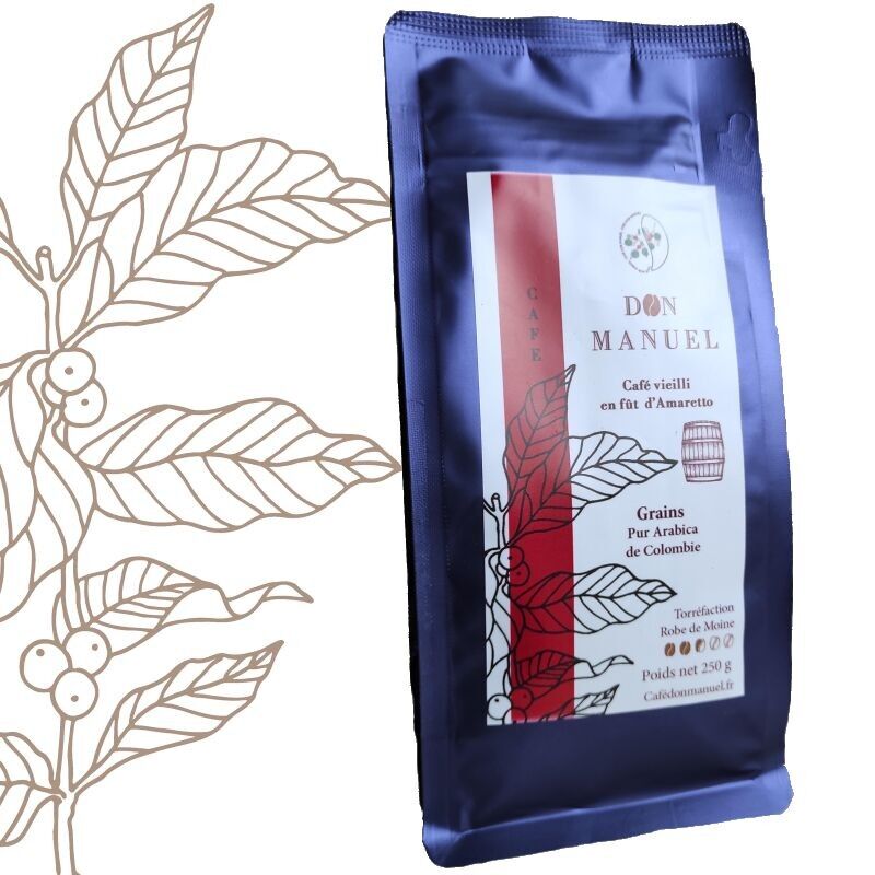 Gewaschener Castillo-Kaffee, gereift im Amaretto-Fass, 250 g Sackbohnen