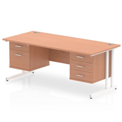Bureau droit cantilever Impulse 1600 mm avec deux pieds fixes