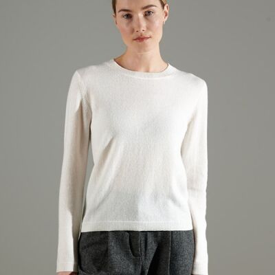 NAMI 4 Jersey con cuello redondo de cachemir blanco crudo