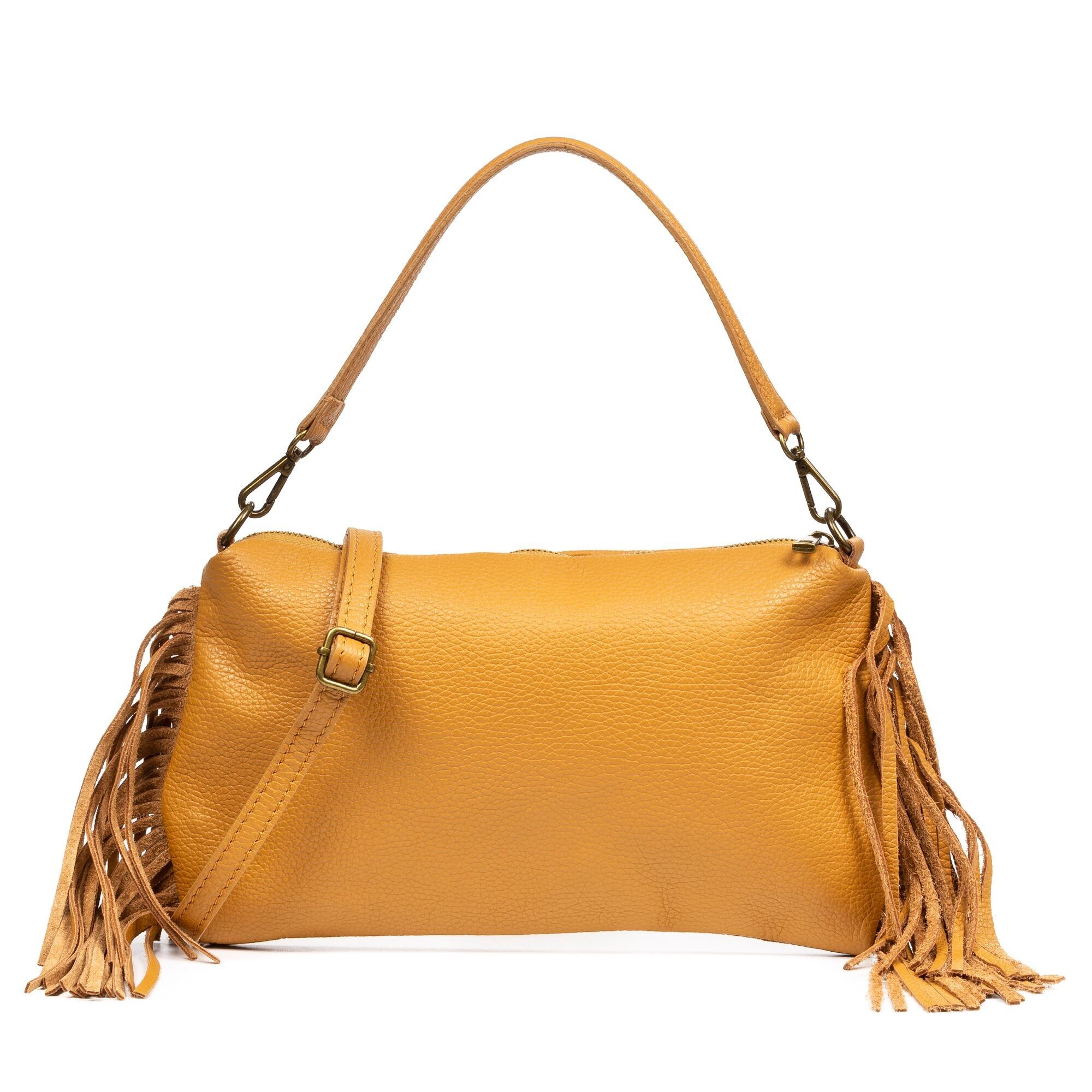 Albairate Borsa a spalla con frange decorative. Finitura dollaro
