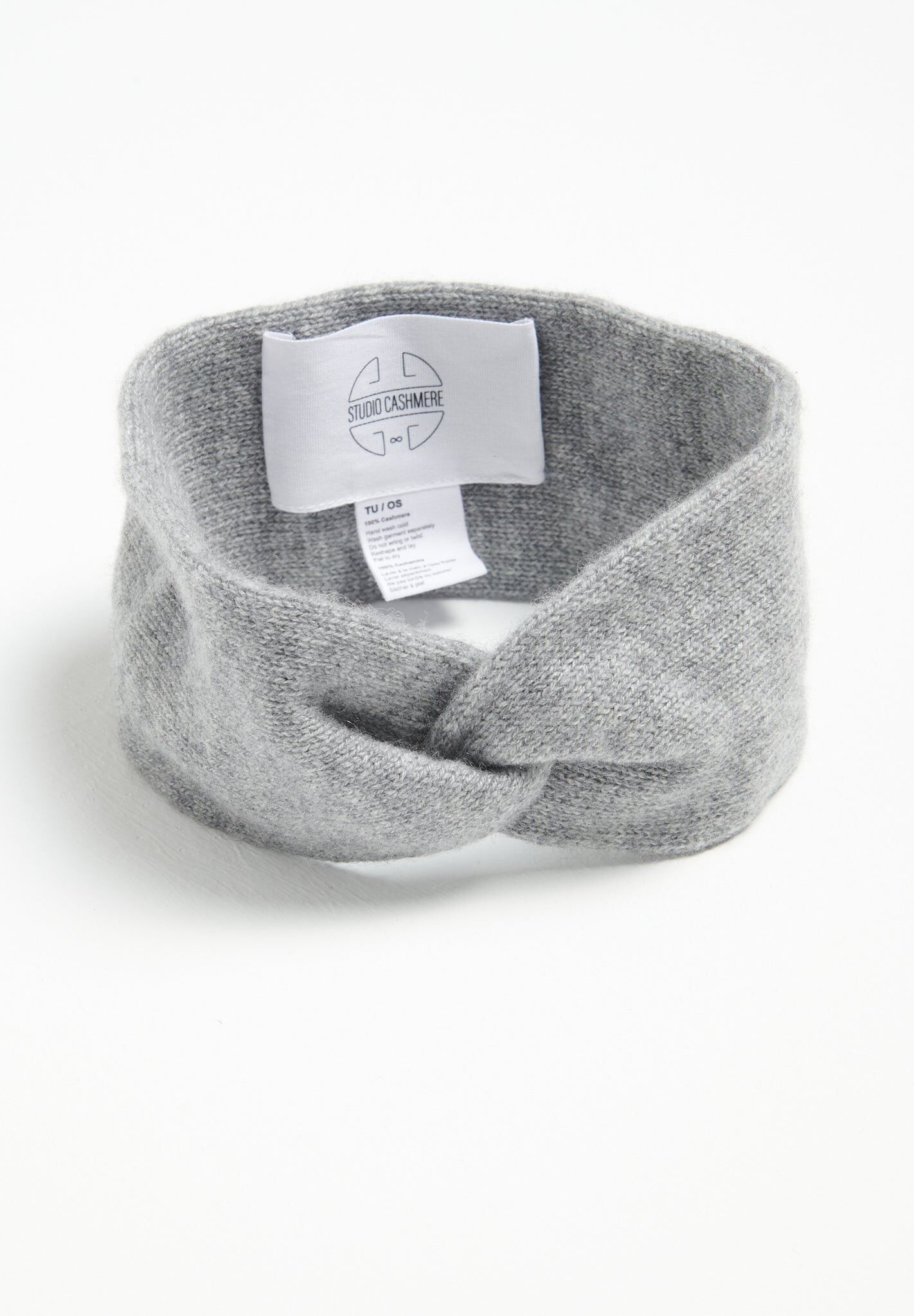Cerchietto in cashmere a 4 fili grigio chiaro