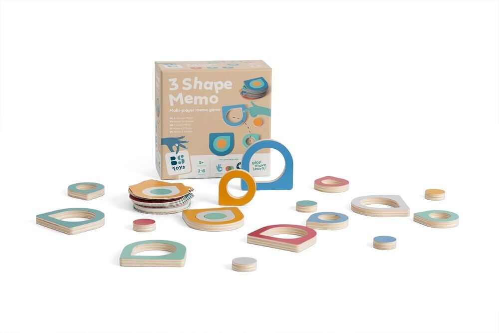 BS Toys 3 Shape Memo - Wooden Toy - Kids Game
