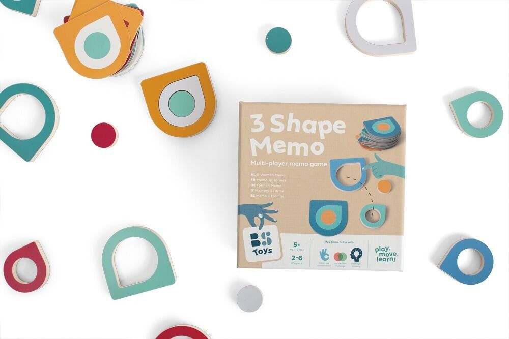 BS Toys 3 Shape Memo - Wooden Toy - Kids Game