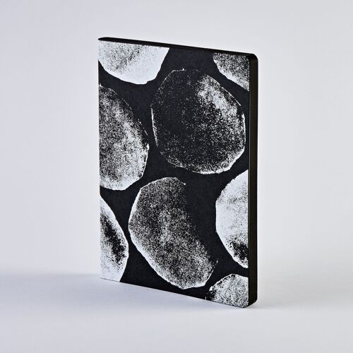 Genisis - Not Ordinary L Light | Notizbuch A5+ | Dotted Journal | 3,5mm Punktraster | 176 nummerierte Seiten | 120g Premium-Papier | Jeans Label Material schwarz | nachhaltig produziert in Deutschland