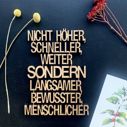 Nicht höher, schneller, weiter, sondern, lagnsamer, bewusster, menschlicher - Gr. M