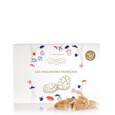 Schachtel mit 12 französischen Makronen mit Mandelorange
