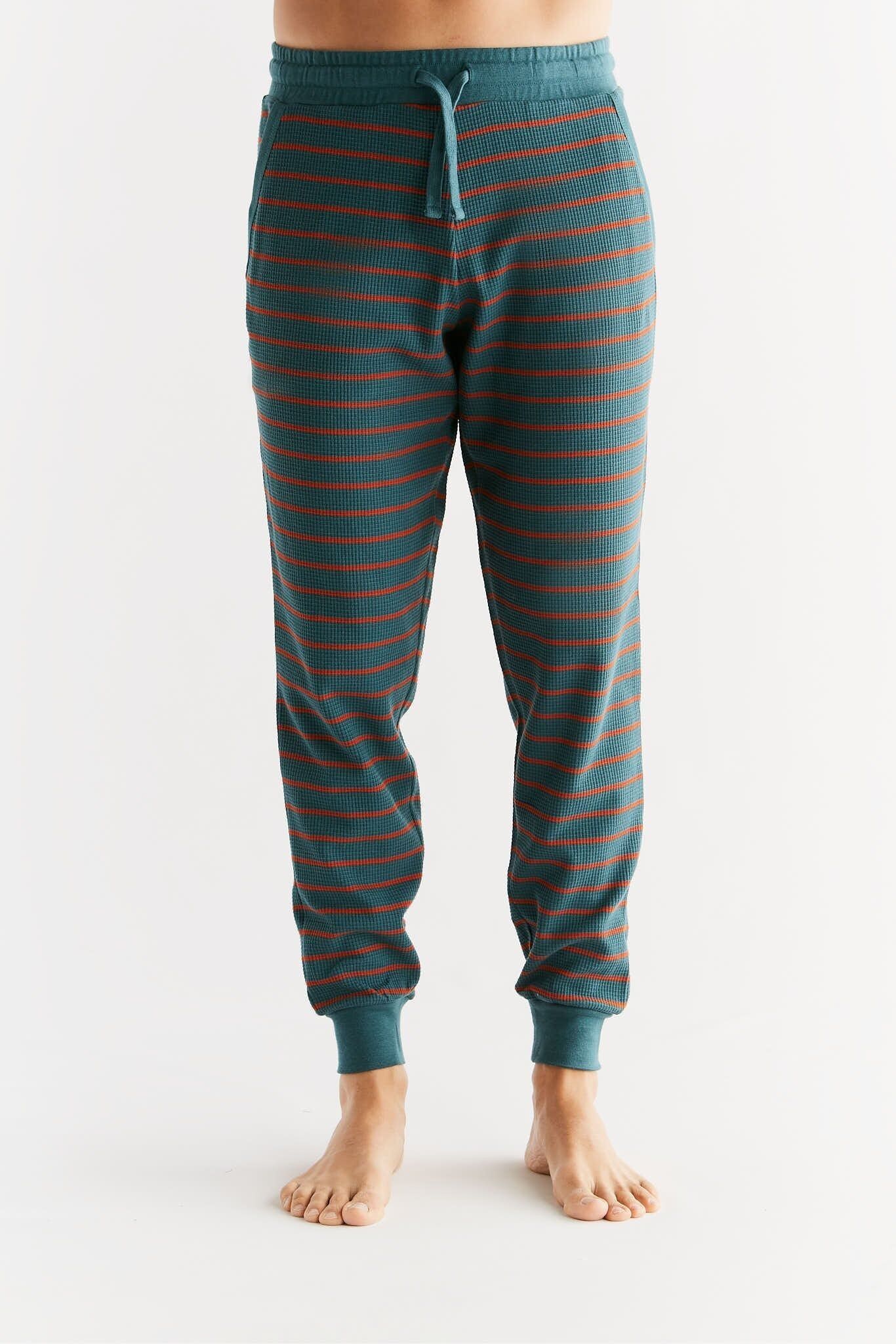 2454-051 | Pantalon Homme Tricot Gaufré Sapin/Tabasco