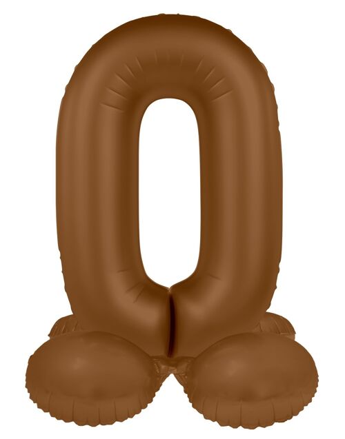 Standing Foil balloon Number 0 - Chocolate Brown - Ultra Matt - 72 cm