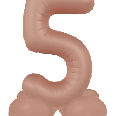 Palloncino foil in piedi Numero 5 - Rosa vintage - Ultra opaco - 72 cm
