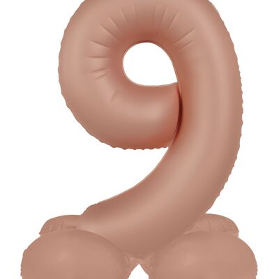 Palloncino foil in piedi Numero 9 - Rosa vintage - Ultra opaco - 41 cm