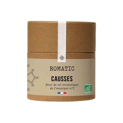 CAUSSES – Sale aromatico biologico 115 g – Fiore di sale della Camargue – timo – rosmarino – santoreggia – semi di senape