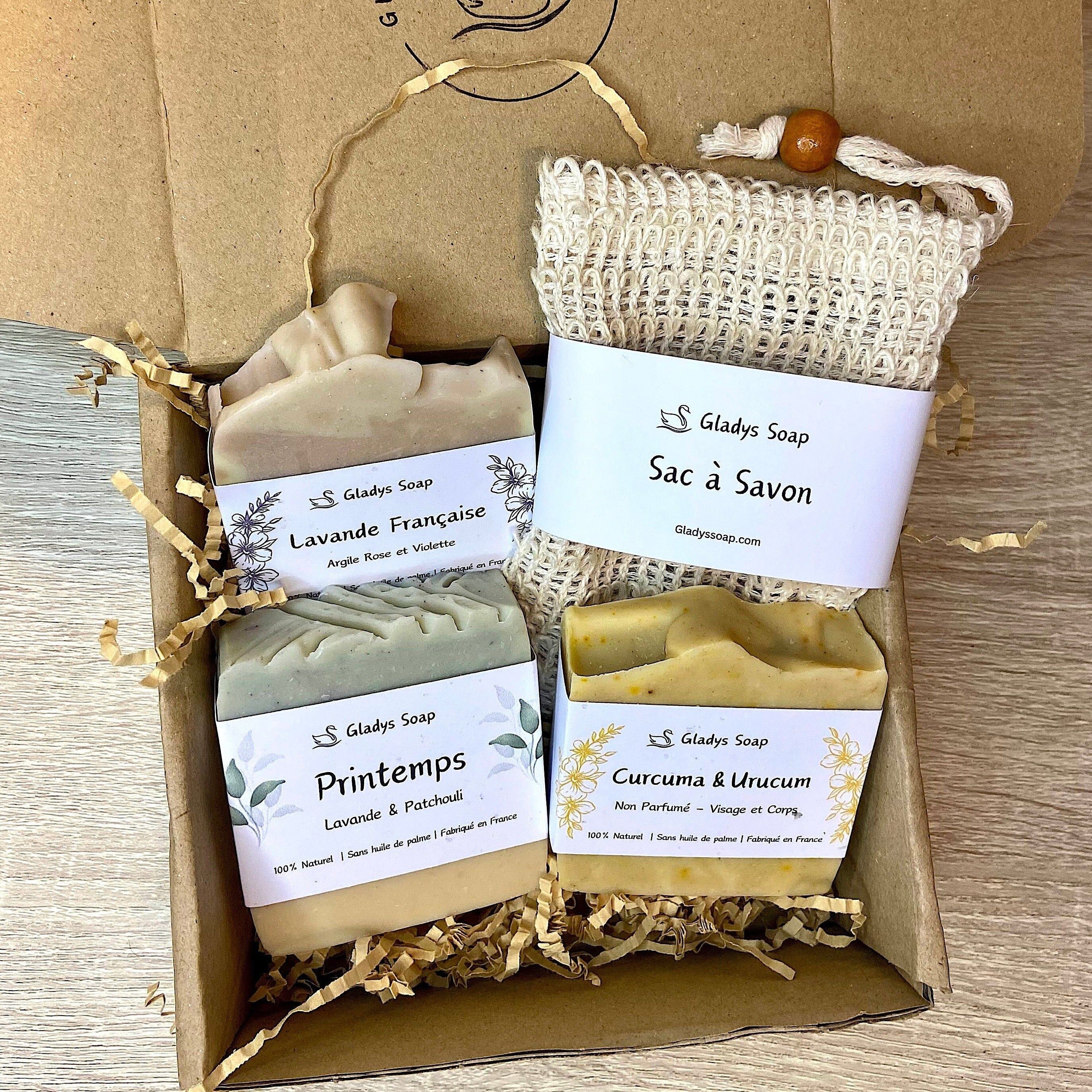 Set da tre pezzi e sacchetto per sapone - Confezione regalo