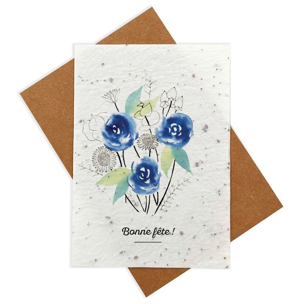 Plantable card - Happy birthday - Blue roses