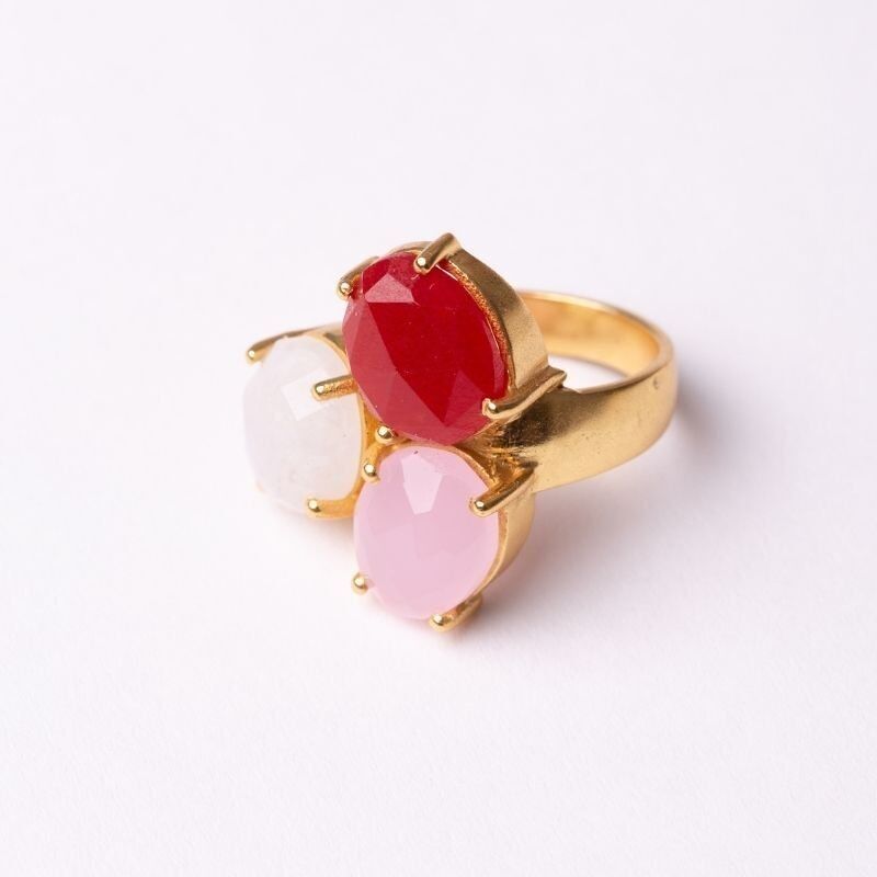 Tendenze Anello rosso, rosa e pietra di luna Ed. Limitato