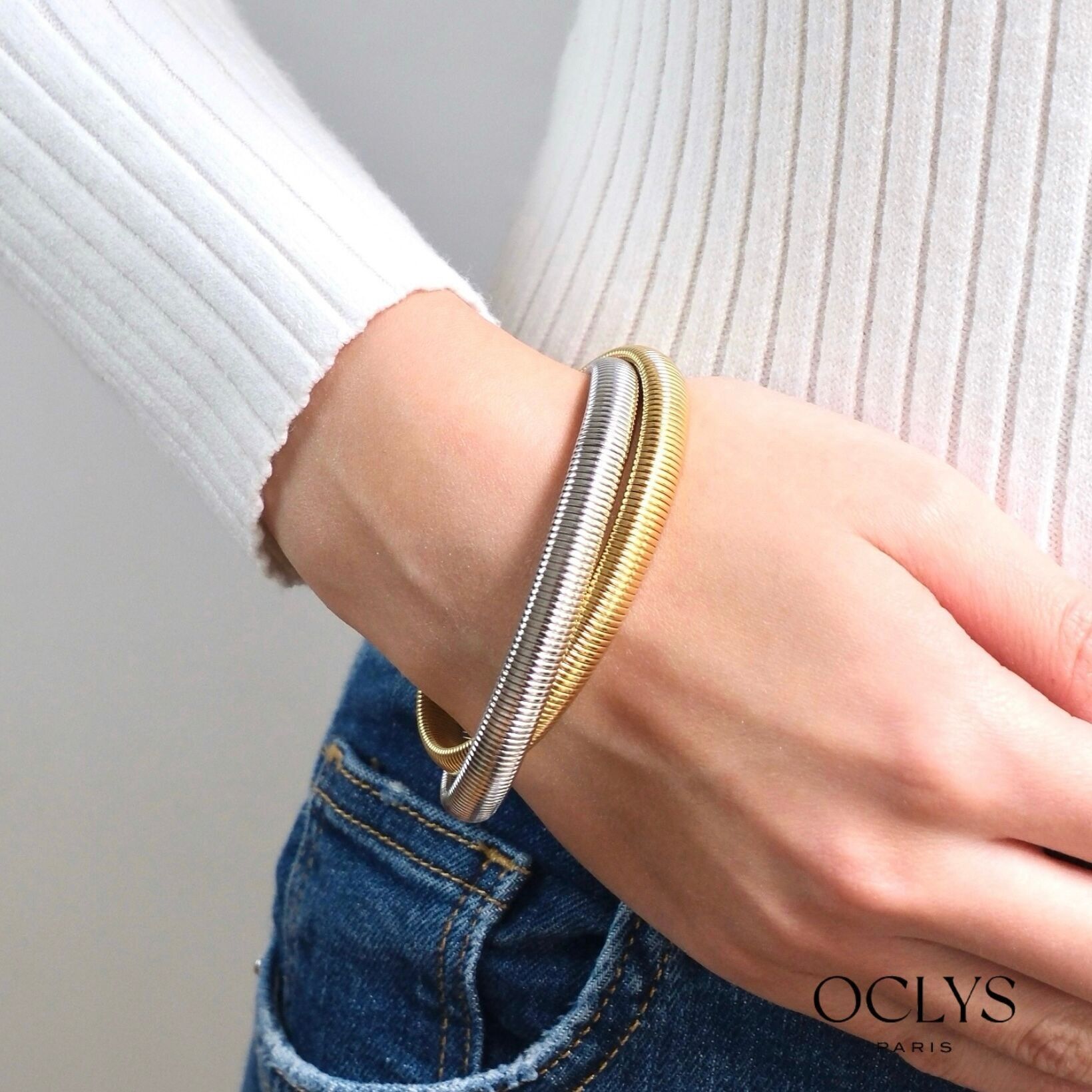 Bracciale rigido doppio flessibile Sina in acciaio inossidabile