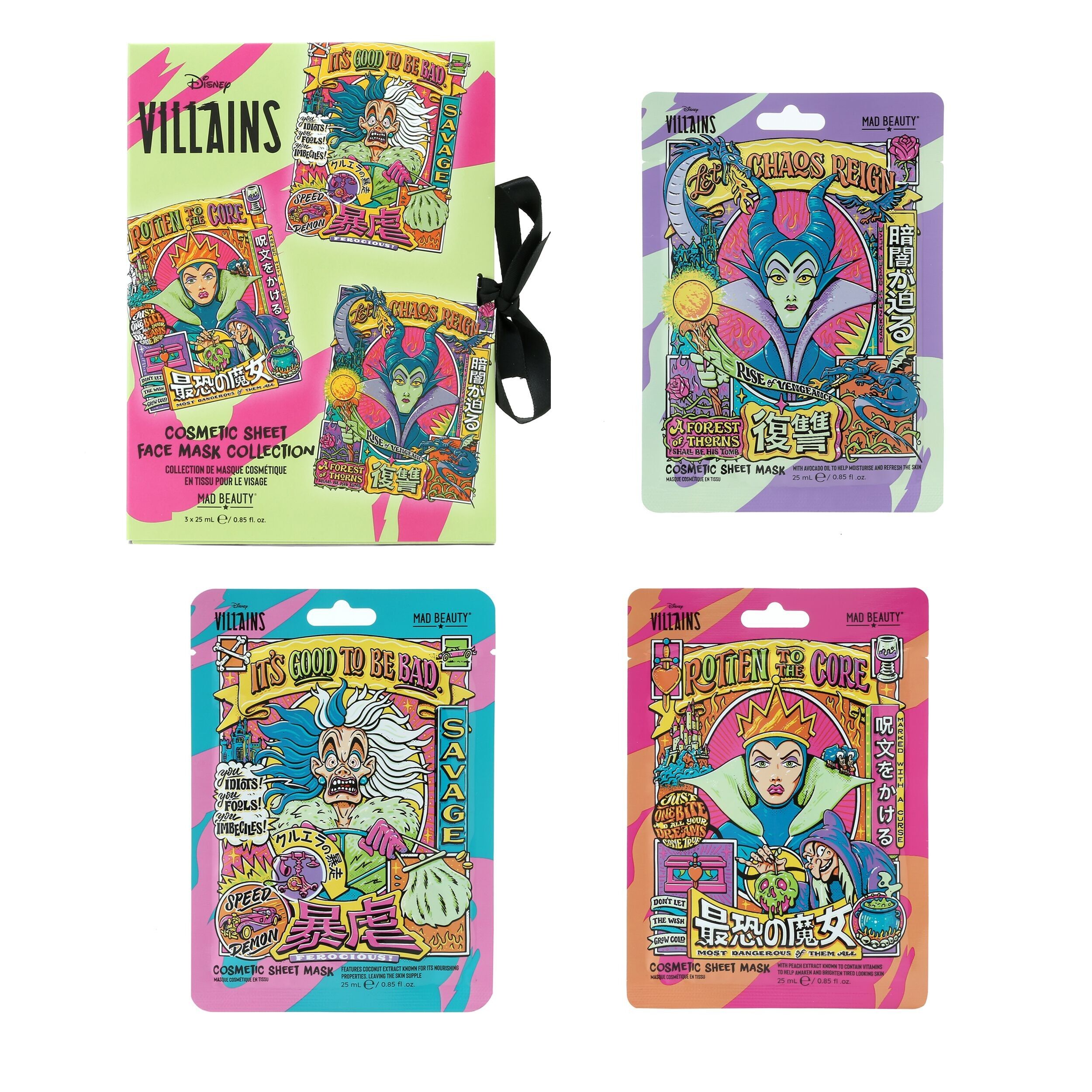 Mad Beauty Disney Wicked Villains Cosmetic Sheet Mask Collection Trio