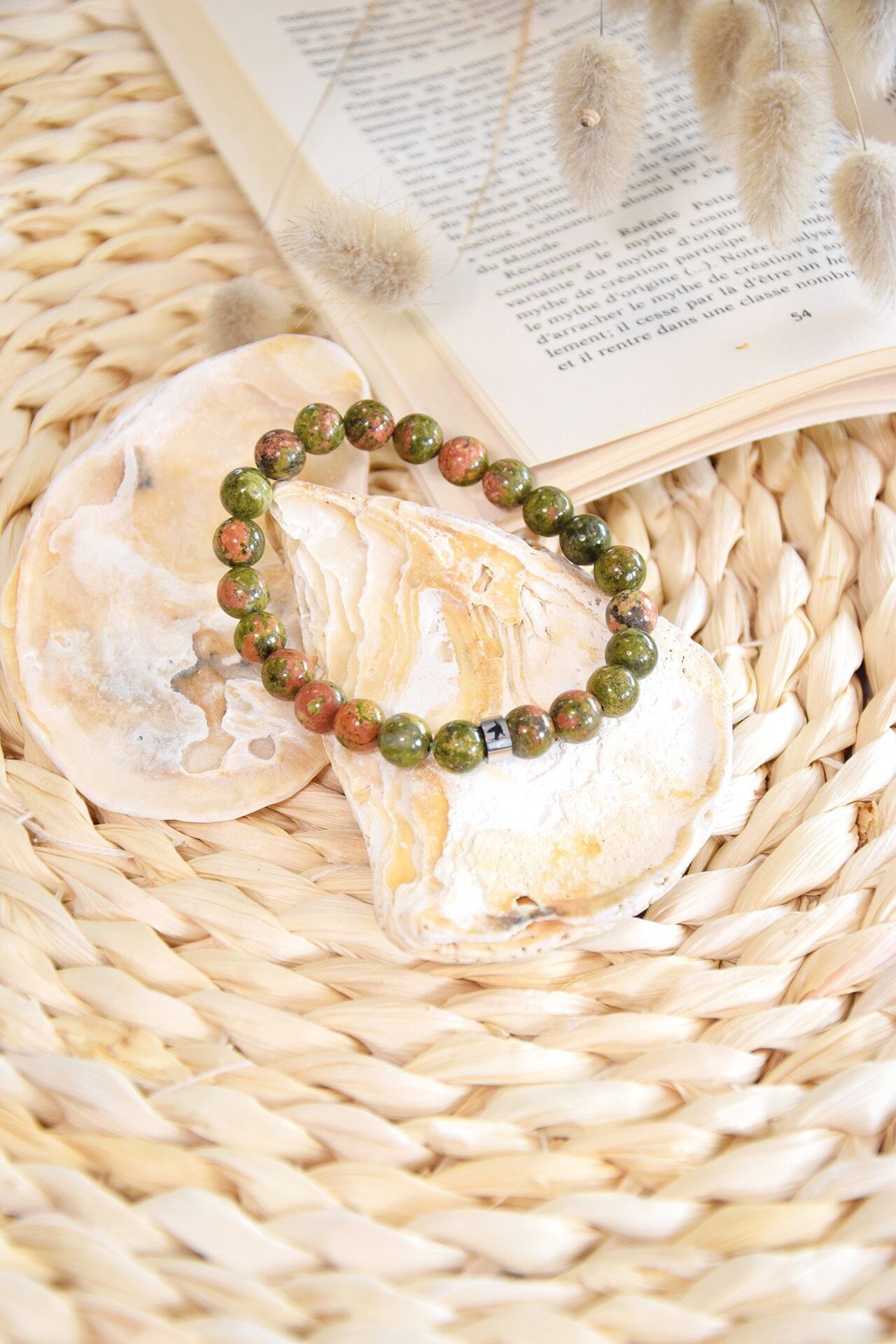 Bracciale Unakite Perline Tonde 8 mm