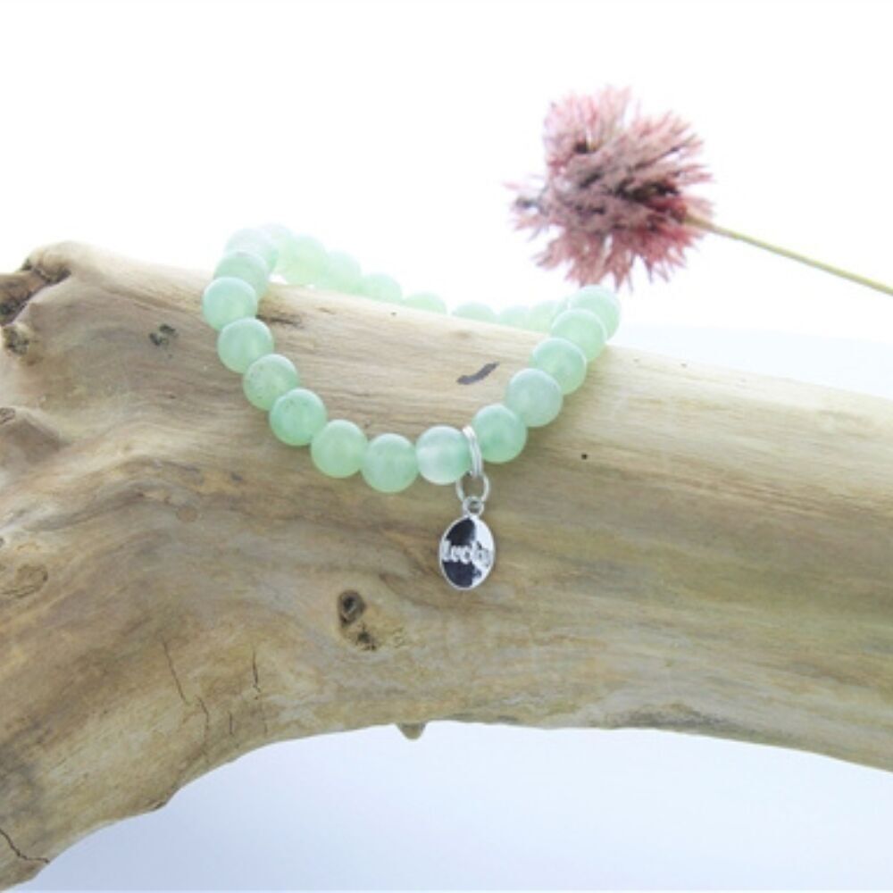 Bracciale Avventurina Verde Perline Tonde da 8 mm e Portafortuna