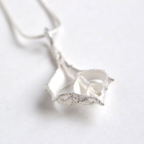 Open Natural Sea Shell Pendant - Silver - large
