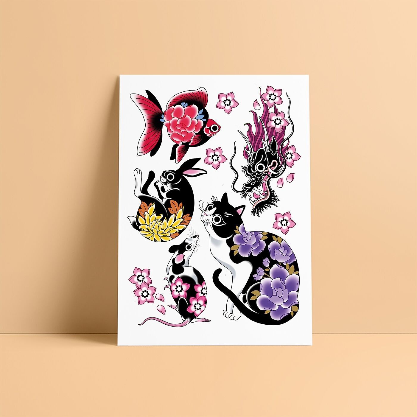 Farbige temporäre Tattoos – Inkigai