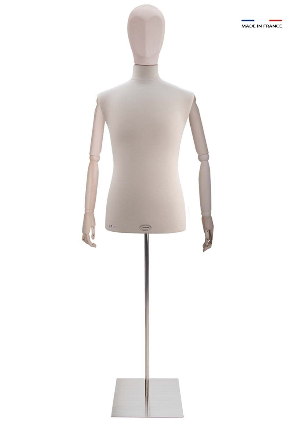 Herrenbüste aus beigem Jersey mit Schaumstoffkopf – KIT Nr. 24