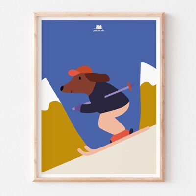 Affiche - Chien ski (A3 - 30 x 40 cm)