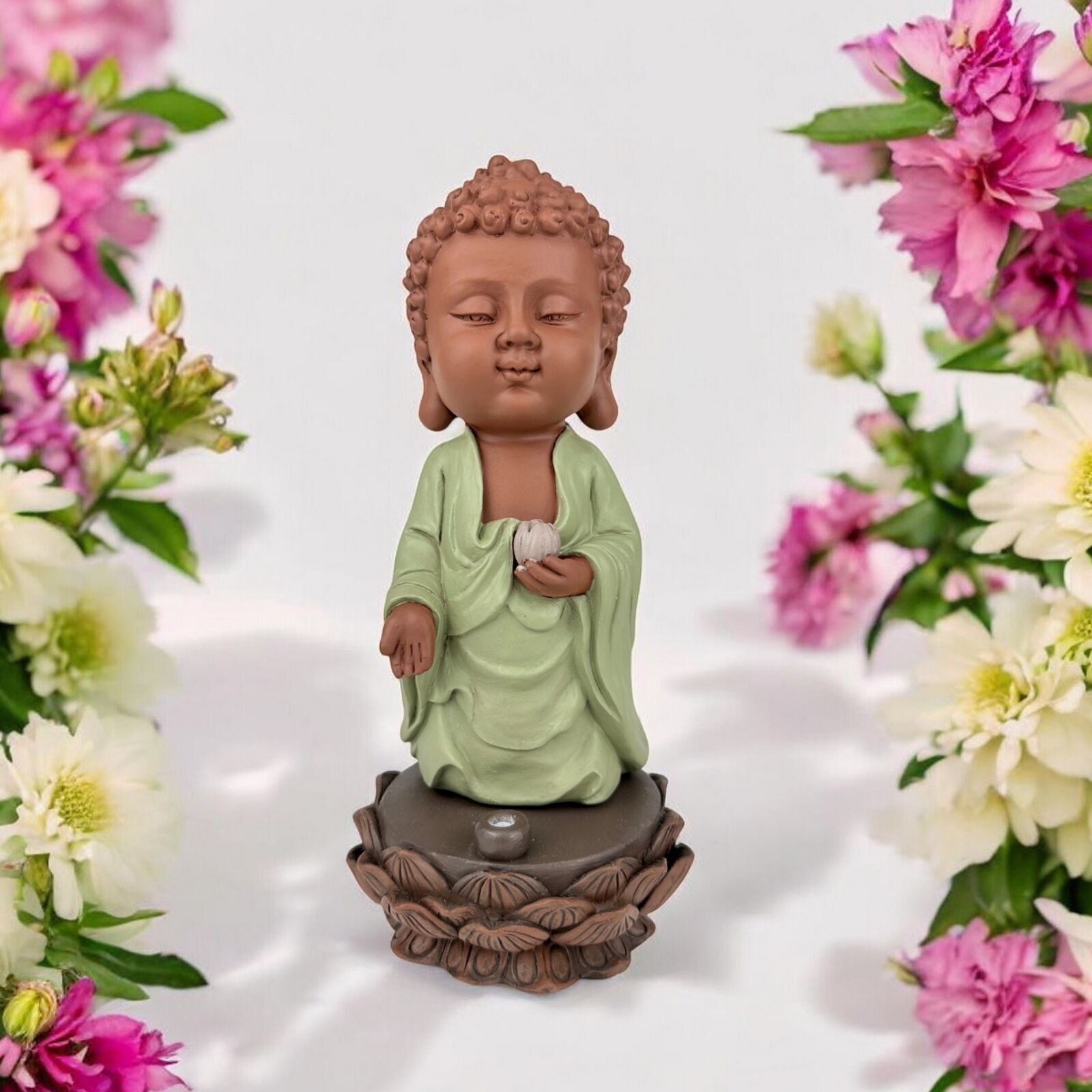 Estatua de Buda con soporte de incienso Kasyapa - Creación auténtica - Ambiente zen y armonioso - Magnífica figura de la suerte - Idea de regalo para todas las generaciones