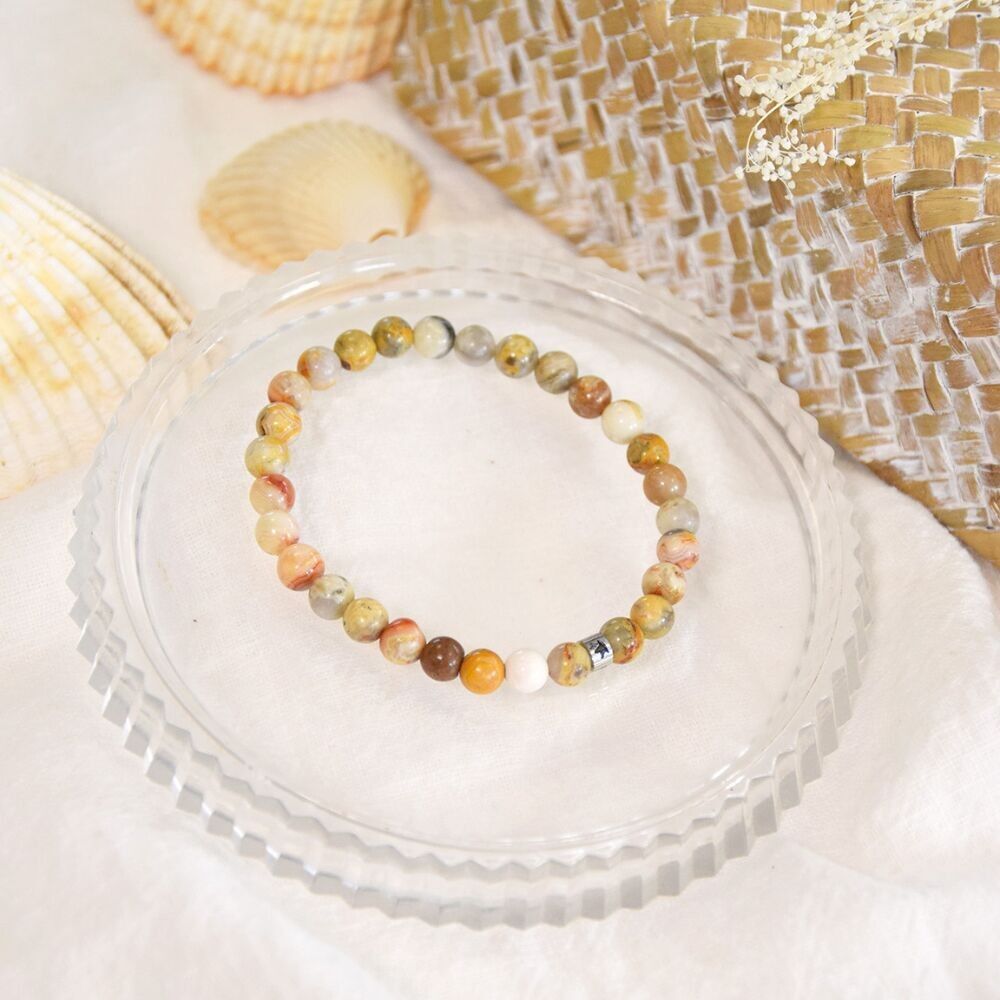 Achat Crazy Lace Armband Runde Perlen 6 mm