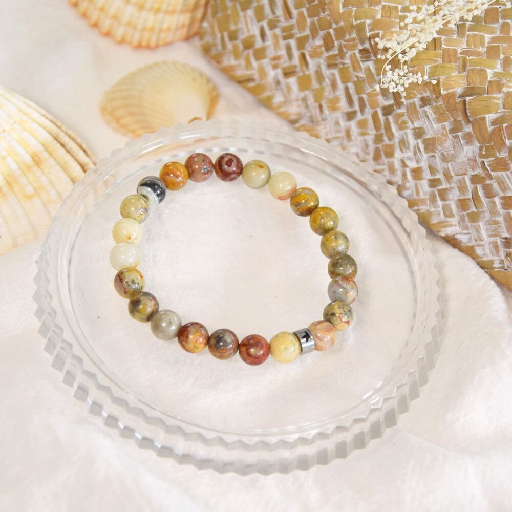 Achat Crazy Lace Armband Runde Perlen 8 mm