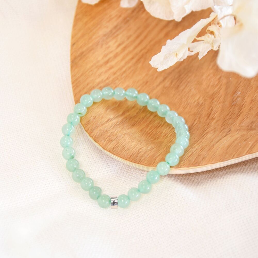 Grünes Aventurin-Armband, runde Perlen, 6 mm