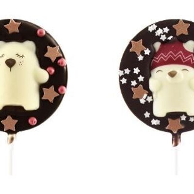 Piruleta de chocolate negro decoración navideña 23g.