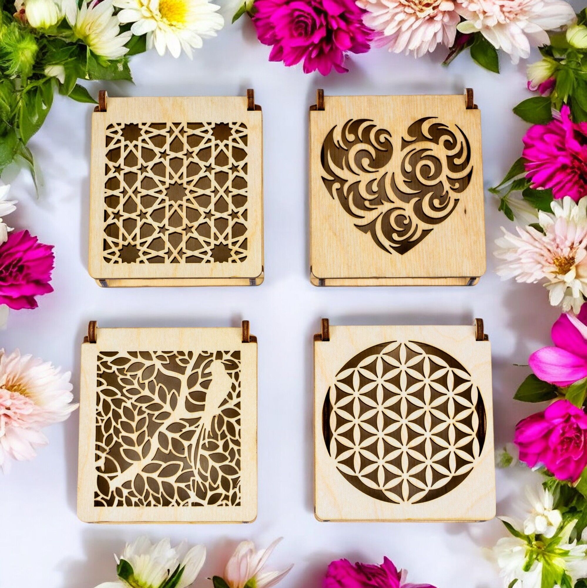Set of 4 Engraved Jewelry Boxes
