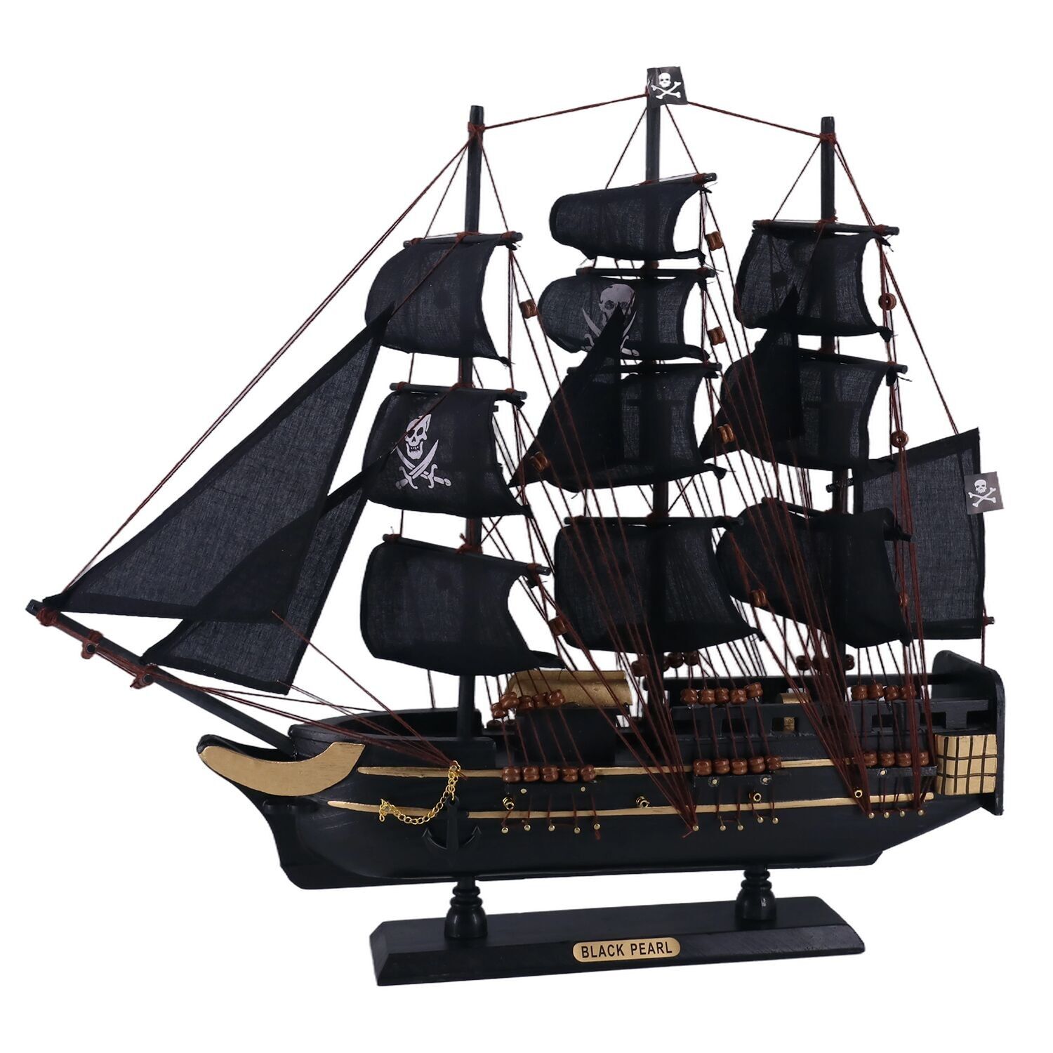 Modello di nave pirata in legno nero BLACK PEARL 50cm