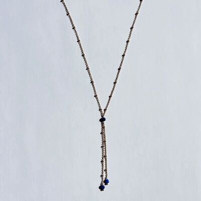 Gold Stainless Steel & Lapis Lazuli Y Necklace