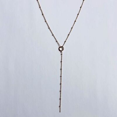 Collana a Y in acciaio inossidabile dorato e pendente a cerchio