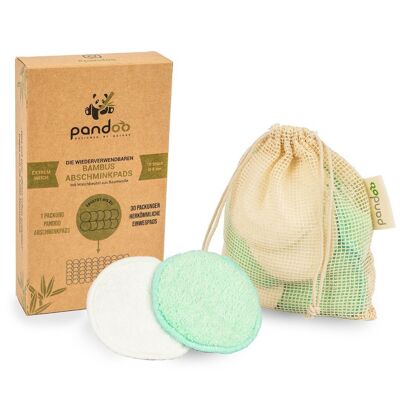 Tampons démaquillants en bambou et coton | y compris Trousse de toilette
